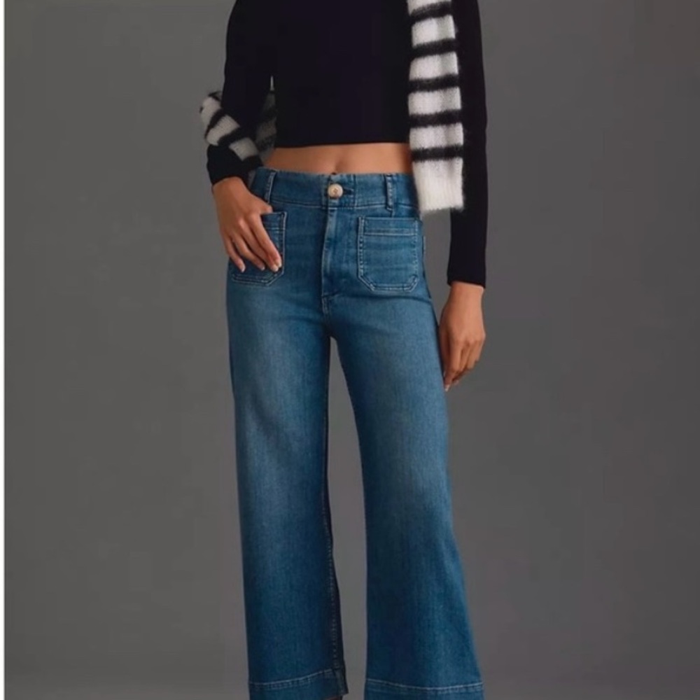 Cropped High-Rise Wide-Leg Jeans Anthropology